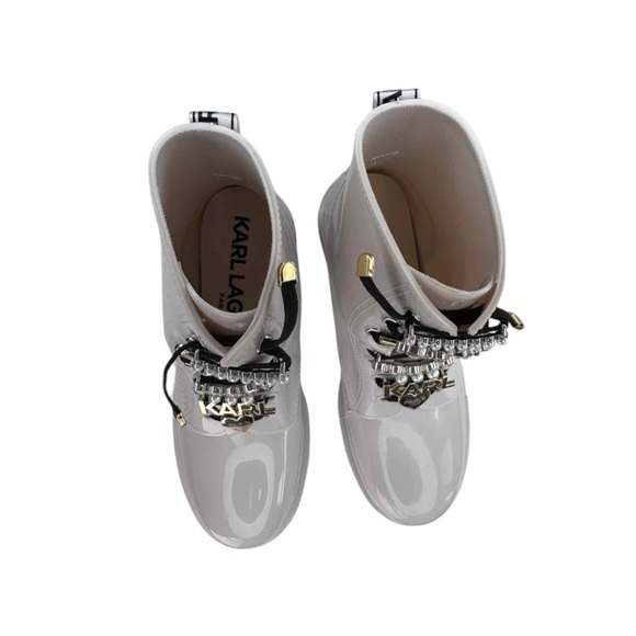 KARL LAGERFELD NWT White TOPANGA Rubber Boots Size 9 - Picture 9 of 11